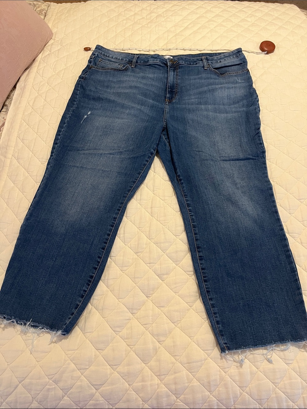 LC Lauren Conrad Slim Straight Cropped Stretch Jeans with Frayed Hem 24 24W 3x